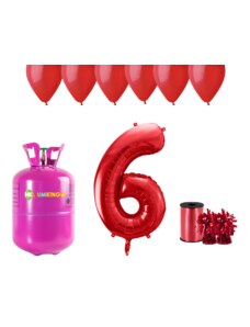 HeliumKing Хелиев парти комплект за 6-ви рожден ден с червени балони