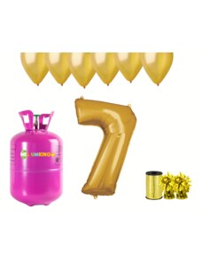 HeliumKing Хелиев парти комплект за 7-ри рожден ден със златисти балони