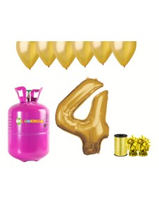 HeliumKing Хелиев парти комплект за 4-ри рожден ден със златисти балони