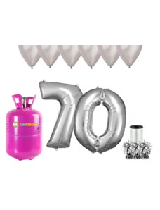 HeliumKing Хелиев парти комплект за 70-ви рожден ден със сребристи балони