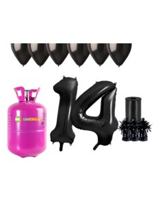 HeliumKing Хелиев парти комплект за 14-ия рожден ден с черни балони