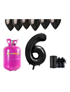 HeliumKing Хелиев парти комплект за 6-ия рожден ден с черни балони