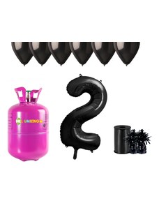 HeliumKing Хелиев парти комплект за 2-ия рожден ден с черни балони