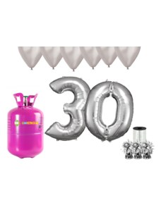HeliumKing Хелиев парти комплект за 30-ви рожден ден със сребристи балони
