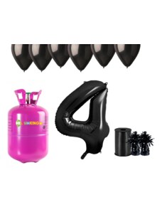 HeliumKing Хелиев парти комплект за 4-ия рожден ден с черни балони
