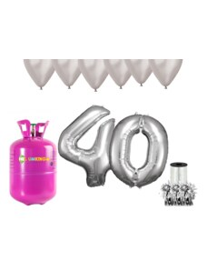 HeliumKing Хелиев парти комплект за 40-ви рожден ден със сребристи балони