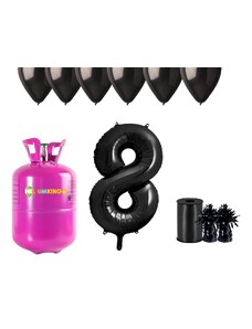 HeliumKing Хелиев парти комплект за 8-ия рожден ден с черни балони