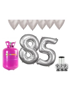 HeliumKing Хелиев парти комплект за 85-ви рожден ден със сребристи балони