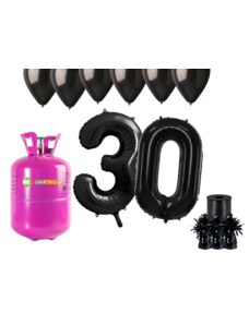HeliumKing Хелиев парти комплект за 30-ия рожден ден с черни балони