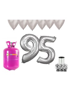 HeliumKing Хелиев парти комплект за 95-ви рожден ден със сребристи балони