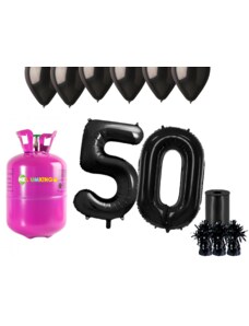 HeliumKing Хелиев парти комплект за 50-ия рожден ден с черни балони