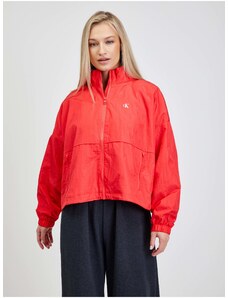 Червено дамско свободно яке с щампи на дънки Calvin Klein - жени