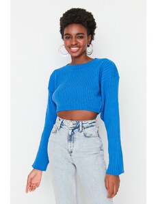 Trendyol Blue Super Crop Основен трикотажен пуловер