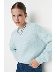Trendyol мента широка годни мека текстурирани основни трикотаж пуловер