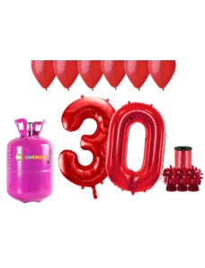HeliumKing Хелиев парти комплект за 30-ви рожден ден с червени балони