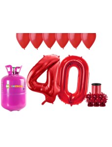 HeliumKing Хелиев парти комплект за 40-ви рожден ден с червени балони