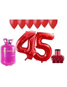 HeliumKing Хелиев парти комплект за 45-ви рожден ден с червени балони