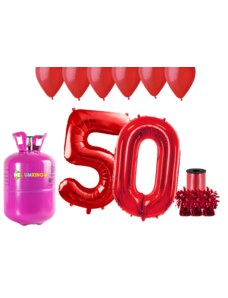 HeliumKing Хелиев парти комплект за 50-ви рожден ден с червени балони