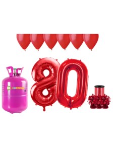 HeliumKing Хелиев парти комплект за 80-ви рожден ден с червени балони