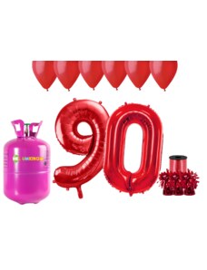 HeliumKing Хелиев парти комплект за 90-ви рожден ден с червени балони