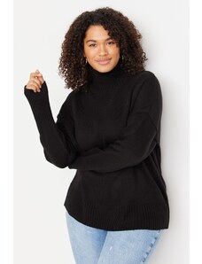Trendyol крива черен водолазка рамото трикотаж пуловер