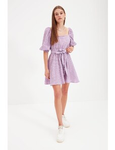 Trendyol лилаво колан мини тъкани тъкани рокля