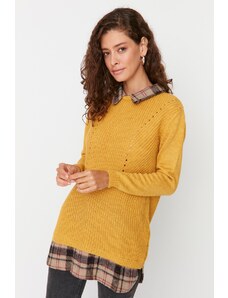 Trendyol горчица гарнитура подробни трикотаж пуловер
