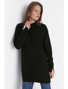 Trendyol черна перла подробни трикотаж пуловер джъмпер