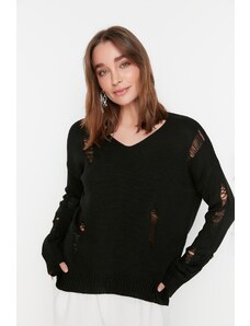 Trendyol Модерен черен трикотаж с дренажен пуловер