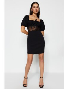Trendyol черен форма монтаж тъкани корсет подробни елегантна вечерна рокля