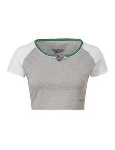 Reebok Функционална тениска сив меланж / зелено / бял памук