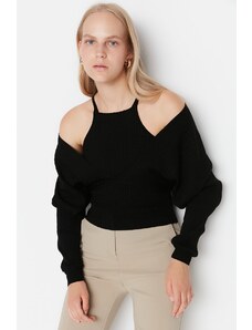Trendyol черна блуза пуловер трикотаж костюм трикотаж пуловер