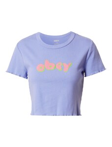 Obey Тениска светлозелено / лилав / сьомга