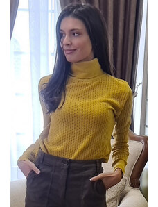 Trends by KK Дамски пуловер с висока яка в 3 цвята смес от памук - Small, Лилаво