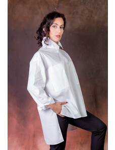 Trends by KK Бяла широка памучна риза с дълъг ръкав - 38