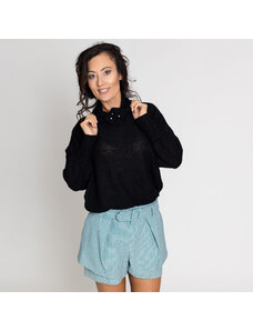 Trends by KK Черен пуловер с висока яка смес от вълна - Oversize size