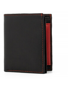 DELIS Мъжки портфейл Abramo PT1029 от естествена кожа, черен/червен