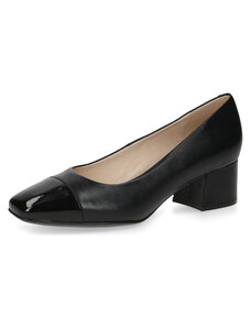 Дамски обувки на нисък ток естествена кожа Caprice черни