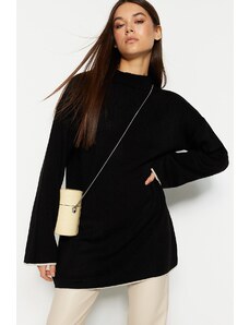 Trendyol Модерен черен стендъп яка трикотаж пуловер с испански ръкави