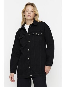 Trendyol черен щапелни подробни извънгабаритни дънкови дънки яке