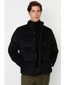 Trendyol Black Мъжко палто от рипсено кадифе Regular Fit.