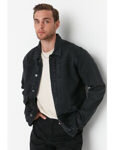 Trendyol антрацит мъжки редовни годни оребрени дънкови дънки яке