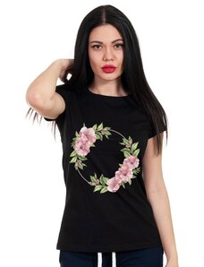 Vodo.bg Черна тениска с цветя