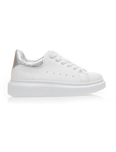 Tsoukalas Спортни обувки в бял цвят, от изкуствена кожа, със сребрист детайл