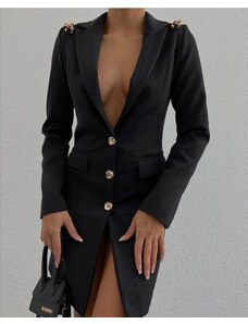 Creative Атрактивна дамска рокля тип сако в черно - код 11155