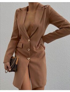 Creative Атрактивна дамска рокля тип сако в цвят капучино - код 11155