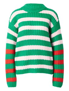 PULZ Jeans Пуловер 'DONATELLA' зелено / червено / бяло