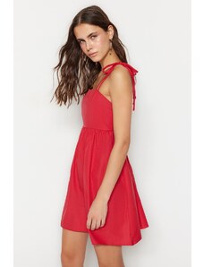 Trendyol червено A-Cut мини тъкани Strappy тъкани рокля
