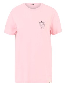 Iriedaily Тениска 'Live Slow' розе / черно