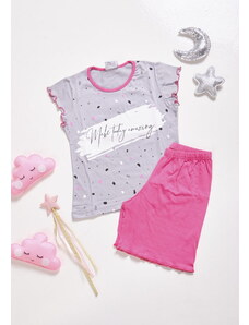 Comfort Детска пижама с лого и пръски - Сиво
